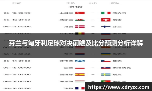 芬兰与匈牙利足球对决前瞻及比分预测分析详解