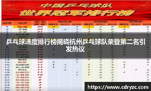 乒乓球速度排行榜揭晓杭州乒乓球队荣登第二名引发热议